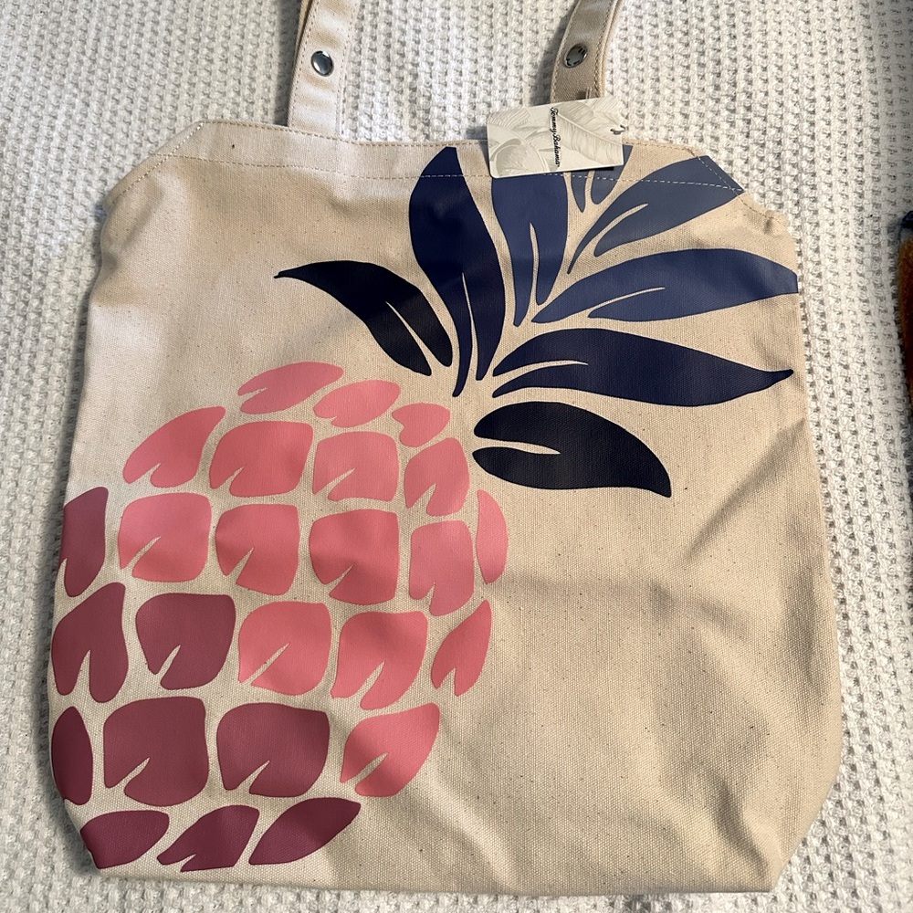 Tommy Bahama Pineapple Canvas Tote Bag with Handles